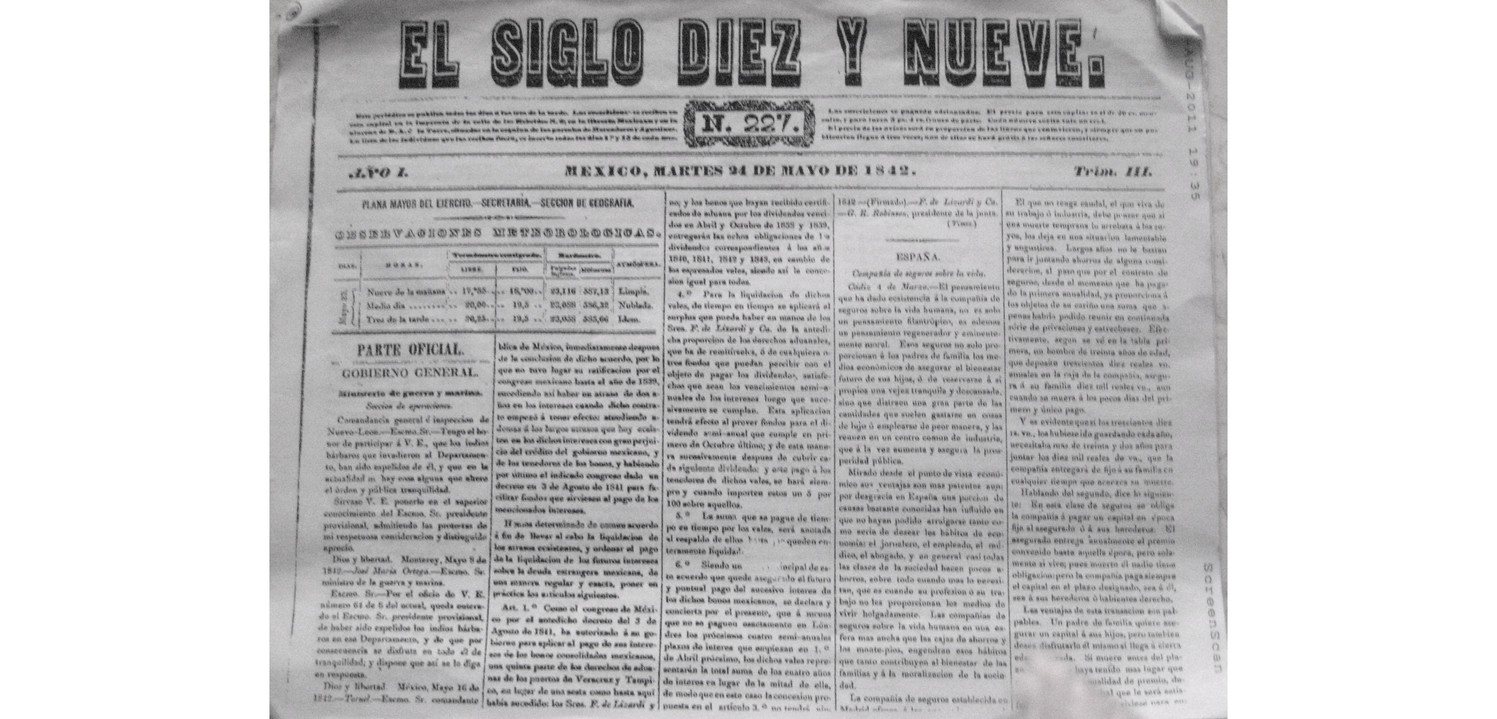 Periódico El siglo diez y nueve