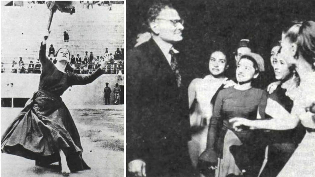“Mi danza, erguida en los estadios, sigue el ritmo majestuoso de los valses mexicanos” fue el credo dancístico de Nellie Campobello, quien consideró que la riqueza histórica y cultural de la nación, debía estar al alcance del pueblo mexicano. Fotos recuperadas de: INBAL.