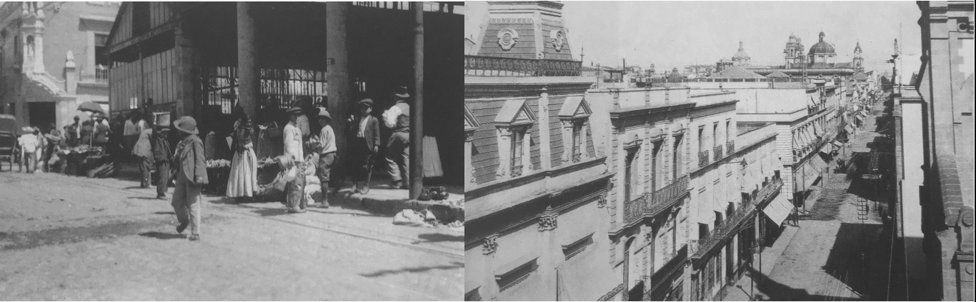 Una de las funciones esenciales del transporte consistió en enlazar a los centros urbanos.jpg Una de las funciones esenciales del transporte consistió en enlazar a los centros urbanos con los puntos principales de abasto y consumo, como el barrio de La Merced. Fotos recuperadas del libro: Historia de la vida cotidiana en México.