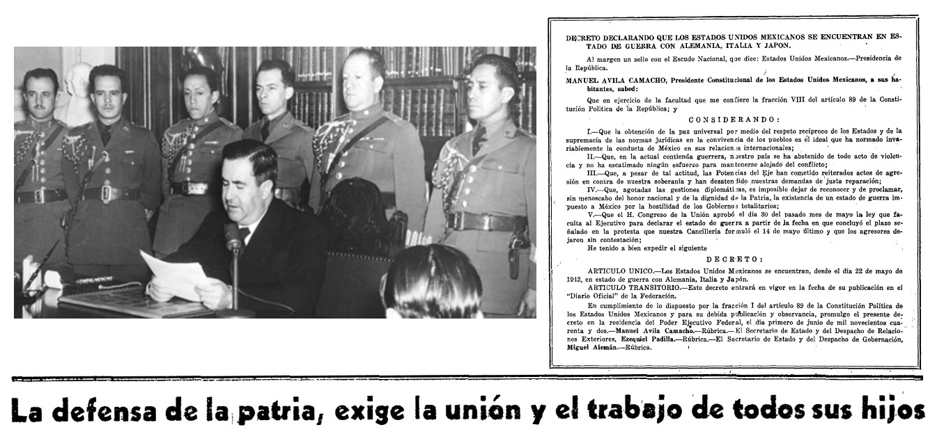 El ingreso de México, el 22 de mayo de 1942, como nación aliada contra las potencias del Eje.jpg El ingreso de México, el 22 de mayo de 1942, como nación aliada contra las potencias del Eje exigió que el presidente declarara estratégicos a las comunicaciones y los transportes para mantener el flujo de información dentro y fuera del territorio, así como el tráfico interno y externo de alimentos, artículos de consumo e insumos para las industrias, incluida la militar.