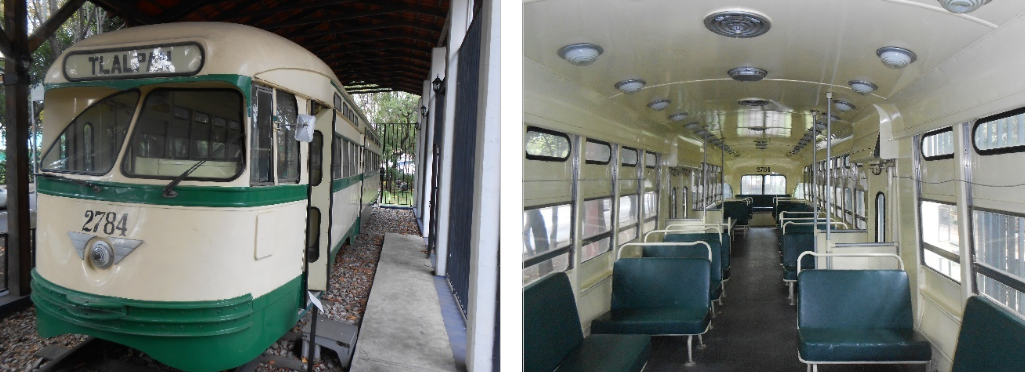 Carrocería e interior del aerodinámico tranvía PCC.png Carrocería e interior del aerodinámico tranvía PCC que diera servicio a los capitalinos por más de tres décadas. Edgar Tavares.